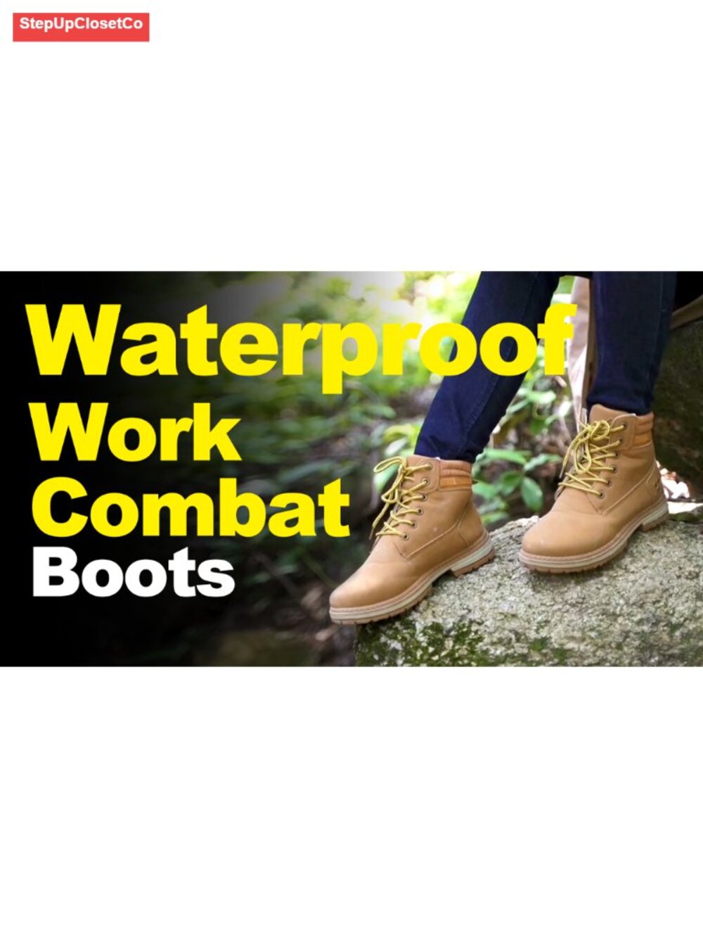 Women's Waterproof Lace-Up Hiking Combat Ankle Boots Low Heel Memory Foam - Picture 6 of 6